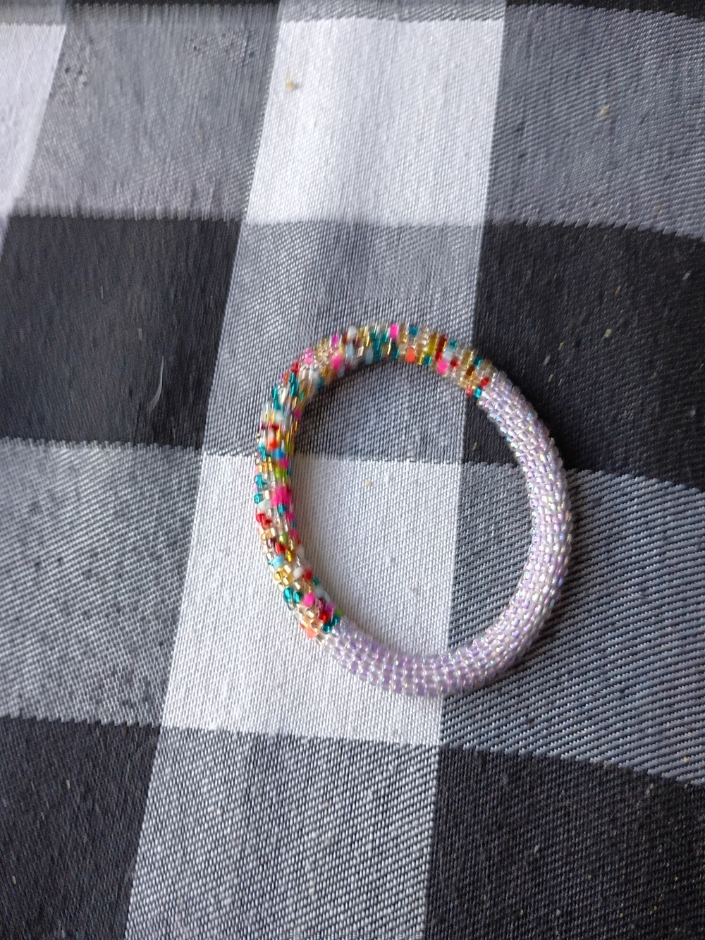 Nepal Crotched Beaded Bracelet - Pastel Lilac & Multicolor